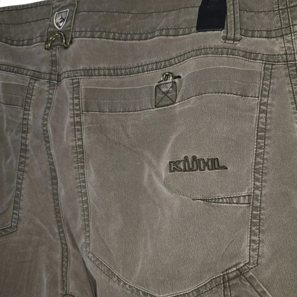 Kuhl Mens Vintage Patina Dye Cargo Shorts Brown Olive Hiking Outdoor Size 34